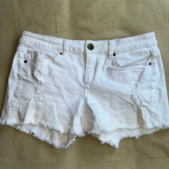 O’neill Raw Hem Distressed DENIM SHORTS white size 9 - Picture 1 of 10